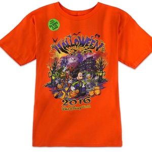 Disney Parks Kids Halloween Orange TShirt Mickey and Minnie